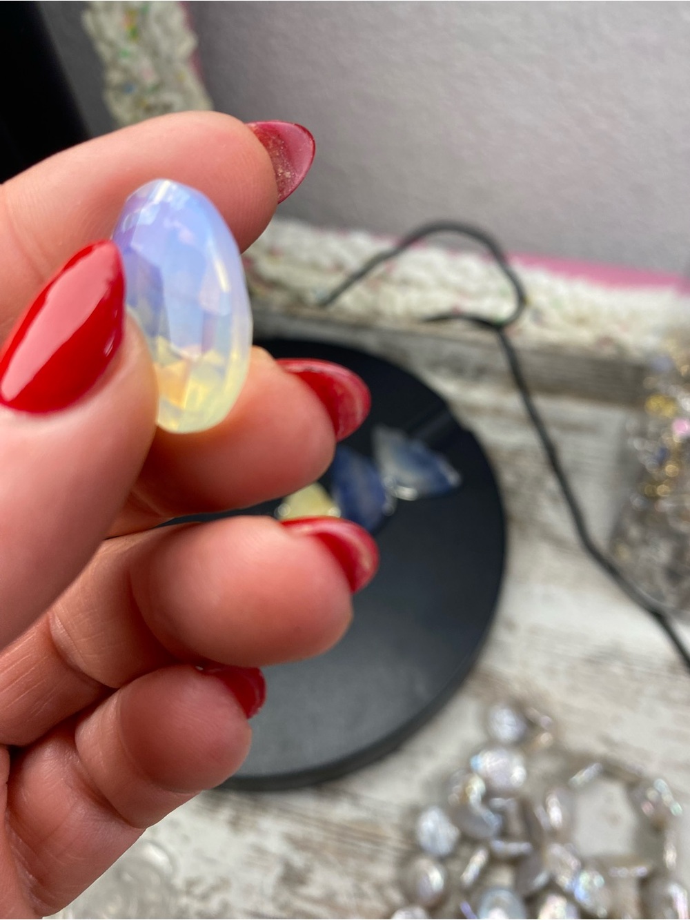 Iridescent Faceted Opalite Pendant - Picture 2 of 3